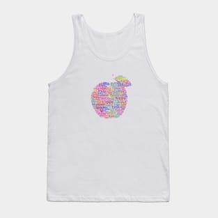 Apple Silhouette Shape Text Word Cloud Tank Top